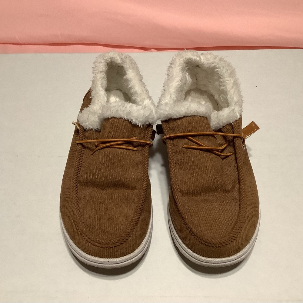 Brown Faux-Fur Lined Casual Slip-On Shoes